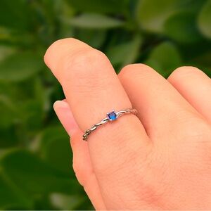Elegant Silver Blue Gemstone Ring